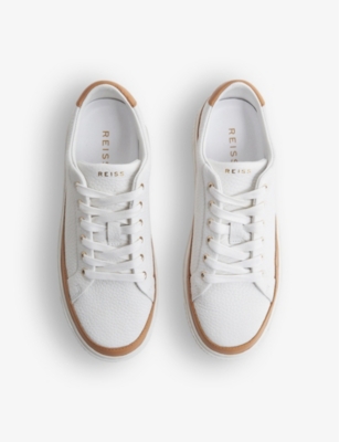 REISS: Leanne grained-leather low-top trainers