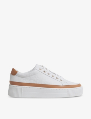 REISS: Leanne grained-leather low-top trainers