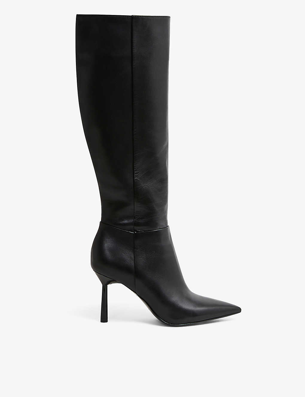 Reiss Womens Black Gracyn Knee-high Leather Heeled Boots