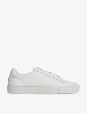 Reiss White Lace Up Leather Trainers In White