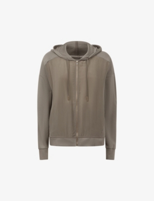 Reiss Womens Khaki Penny Zip-up Woven Hoody