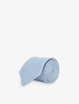 Reiss Mens Soft Blue Liam Polka-dot Woven Tie