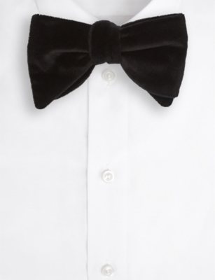 Reiss Mens Black Hike Double-layered Velvet Bow Tie