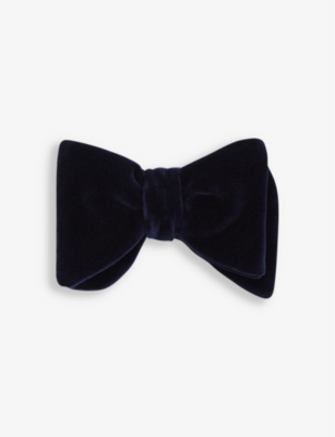 Reiss Mens Navy Hike Double-layered Velvet Bow Tie