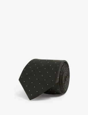 Reiss Mens Dark Green Liam Polka-dot Woven Tie