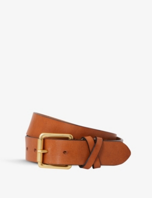 Shop Reiss Women's Tan Annie Leather Belt In Brown