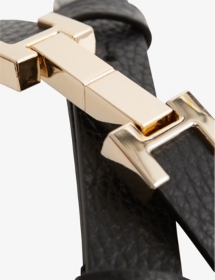 Shop Reiss Hayley Hinged-buckle Leather Belt In Black