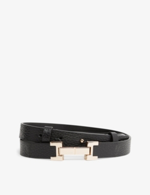 Shop Reiss Women's Black Hayley Hinged-buckle Leather Belt