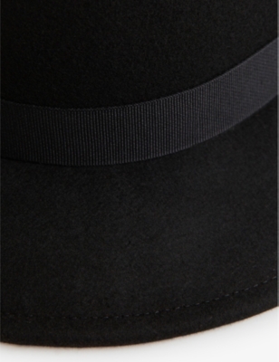 Shop Reiss Women's Black Ally Wide-brim Wool Fedora Hat