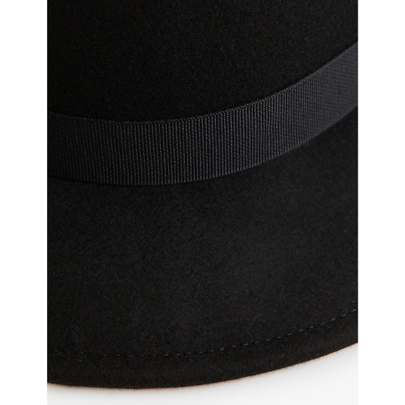 Shop Reiss Women's Black Ally Wide-brim Wool Fedora Hat