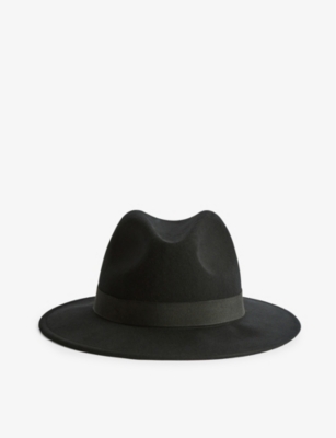 Reiss Womens Black Ashbourne Wool Fedora Hat
