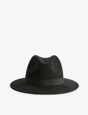 Shop Reiss Women's Black Ally Wide-brim Wool Fedora Hat