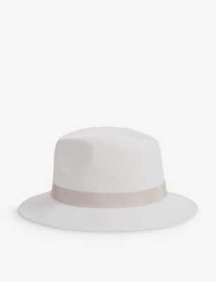 Reiss Ally - Ivory Wool Fedora Hat, Uk S-m