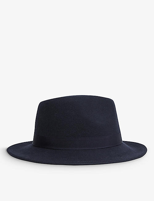 REISS: Ally wide-brim wool fedora hat