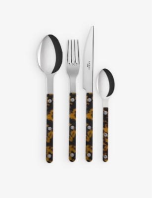 SABRE: Bistrot stainless-steel and teak cutlery set of four