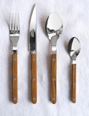 SABRE: Bistrot stainless-steel and teak cutlery set of four