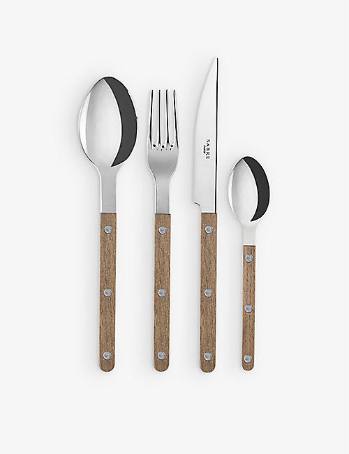 SABRE: Bistrot stainless-steel and teak cutlery set of four