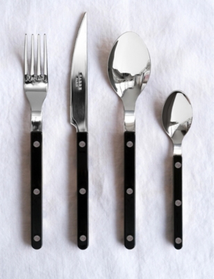 Shop Sabre Black Bistrot Stainless-steel And Acrylic Cutlery Set Of 24