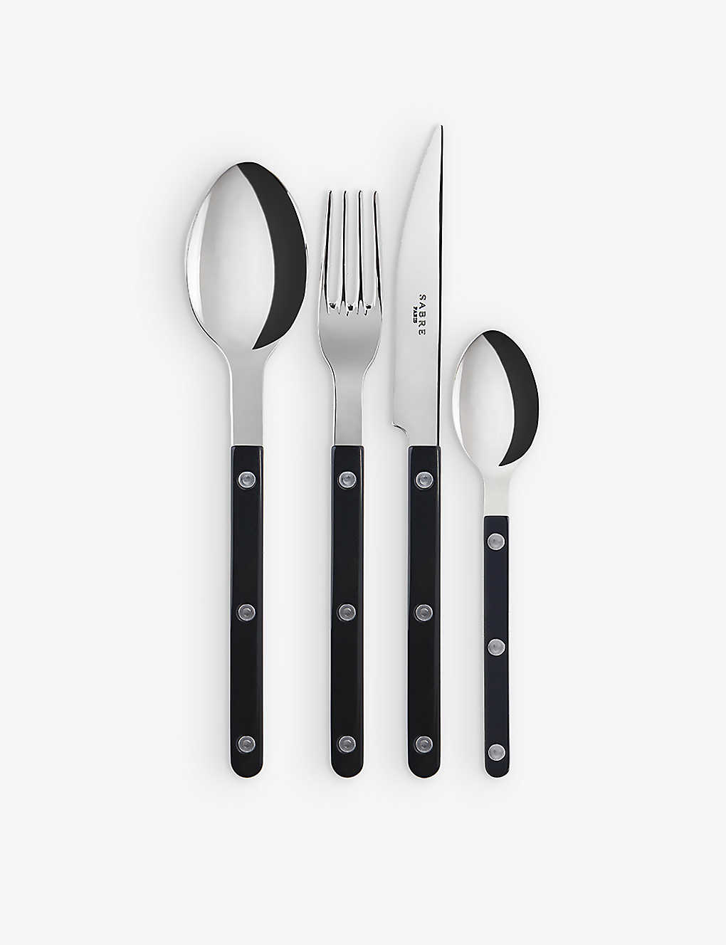 Sabre Black Bistrot Stainless-steel And Acrylic Cutlery Set Of 24