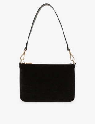 Reiss Black Bleeker Velvet Handbag