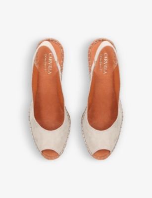 Carvela Comfort Womens Taupe Sharon 2 Open-toe Suede Wedge Espadrilles In Brown