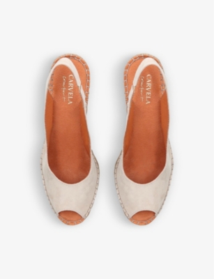 Shop Carvela Comfort Sharon 2 Open-toe Suede Wedge Espadrilles In Brown