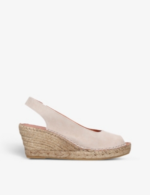 Carvela Comfort Womens Taupe Sharon 2 Open-toe Suede Wedge Espadrilles In Brown