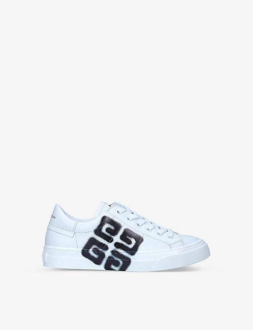 GIVENCHY: Logo-print low-top leather trainers 6-8 years