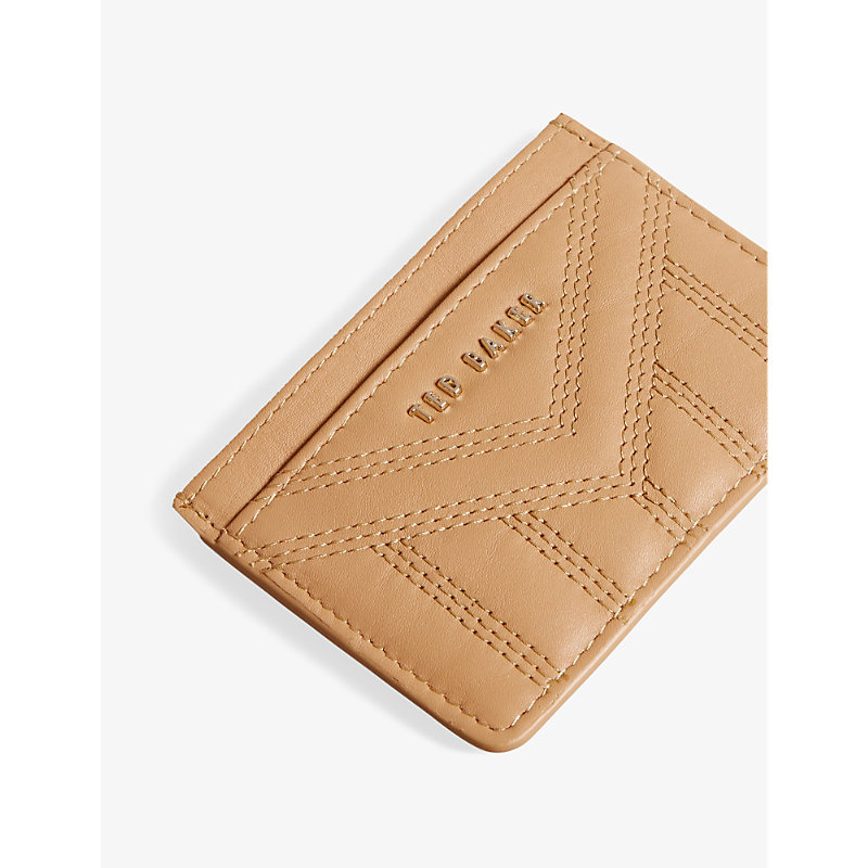 Shop Ted Baker Camel Ayani Quilted Leather Card Holder