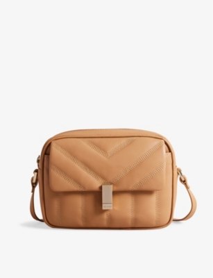 TED BAKER TED BAKER CAMEL AYALILY QUILTED-LEATHER CROSSBODY BAG 