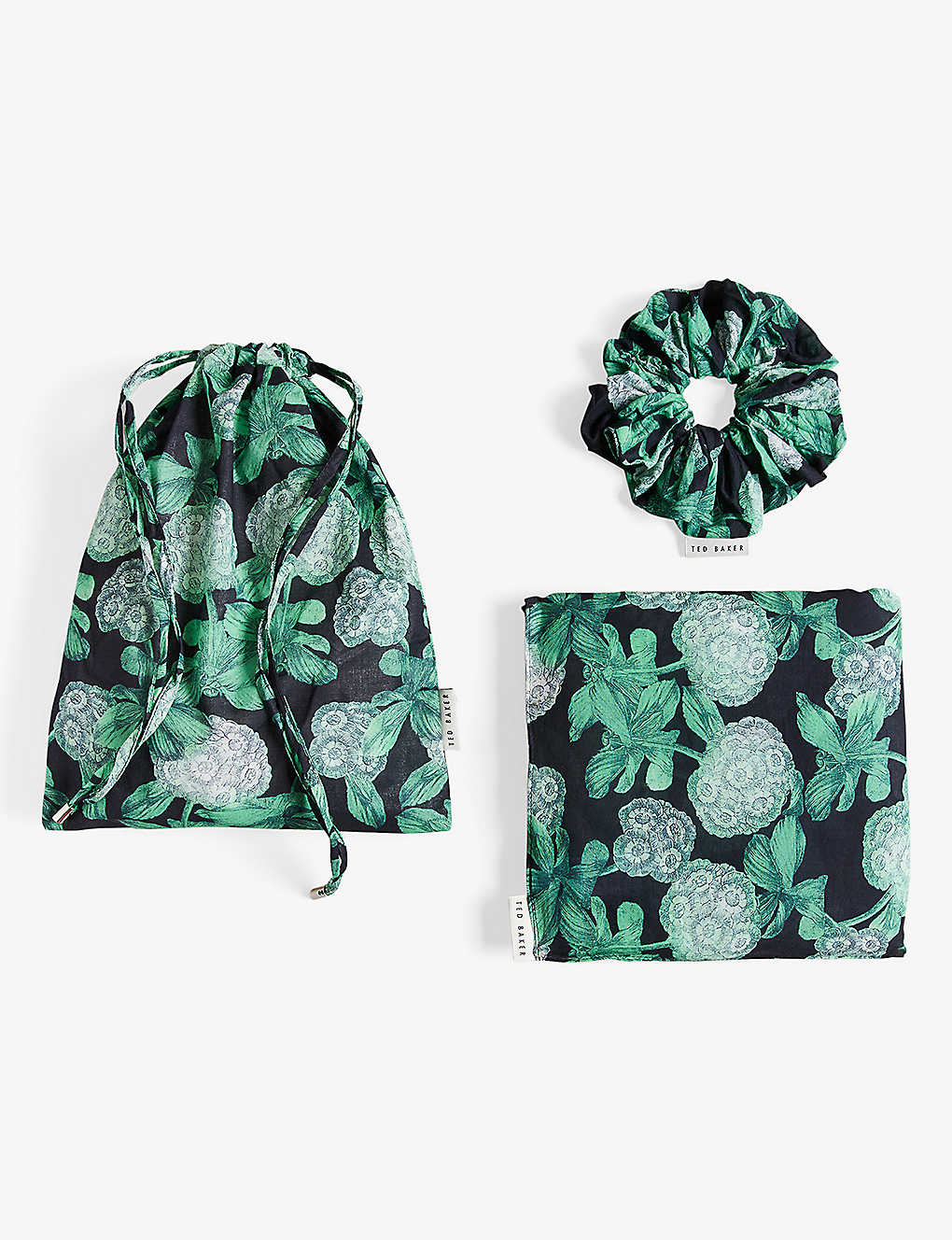 TED BAKER - Ednarr beach hydrangea-print cotton sarong and scrunchy set ...