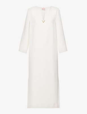 VALENTINO - Cady Couture brand-plaque silk maxi dress | Selfridges.com