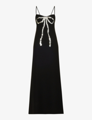 VALENTINO GARAVANI Crystal embellished flared hem silk gown