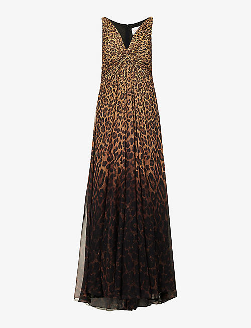 VALENTINO: Leopard-print silk maxi dress