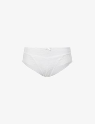 Panache Womens White Ana High-rise Floral-embroidered Stretch-lace Briefs
