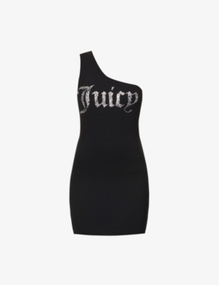 Juicy Couture Womens Black Rhinestone-embellished Sleeveless Stretch-cotton Blend Mini Dress