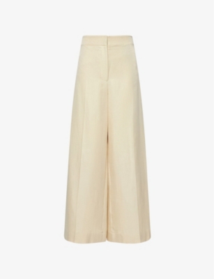 Joseph Thurlow Silk-blend Wide-leg Trousers In Alabaster