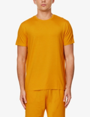 Shop Derek Rose Men's Yellow Basel Relaxed-fit Stretch-modal T-shirt