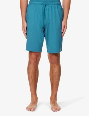 Shop Derek Rose Mens Blue Basel Drawstring-waistband Stretch-modal Pyjama Shorts