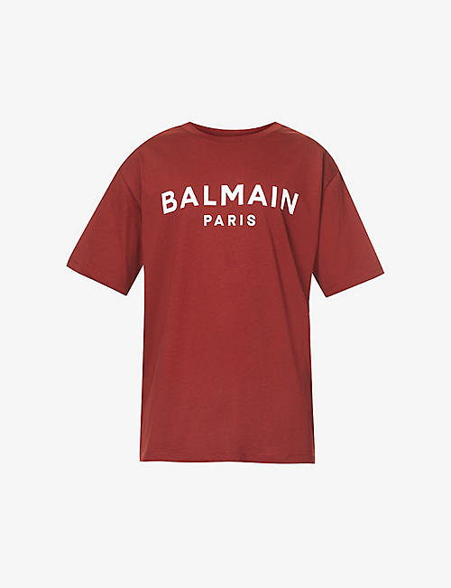 BALMAIN: Logo-print regular-fit cotton-jersey T-shirt