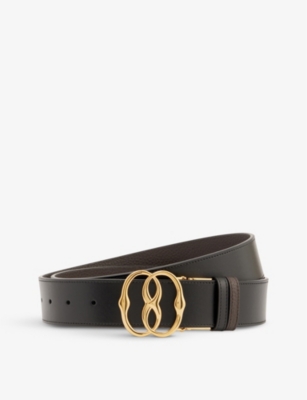 Burberry Embellished Logo Plaque Buckle Belt In Black