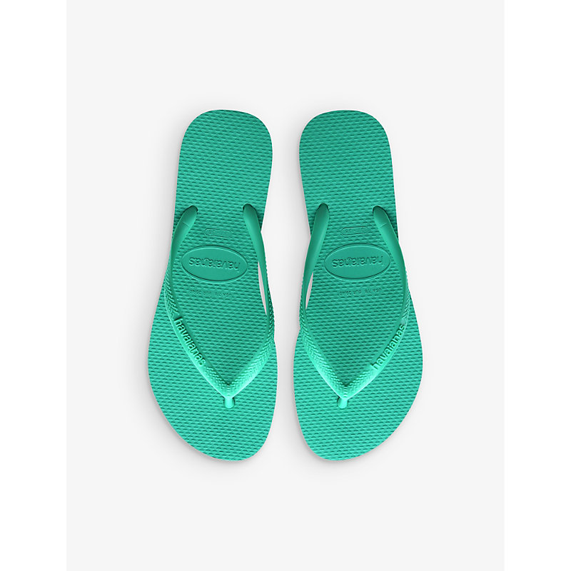 Shop Havaianas Women's Virtual Green Slim Rubber Flip-flops In Dark Green