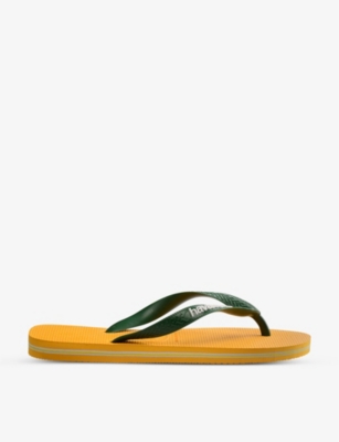 Havaianas Womens Pop Yellow Brasil-logo Rubber Flip Flops