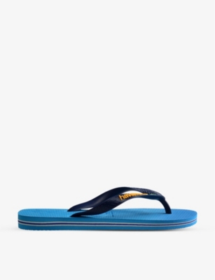 Havaianas Brasil-logo Rubber Flip Flops In Turquoise/turquoise