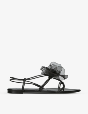 NENSI DOJAKA: Flower-embellished leather sandals