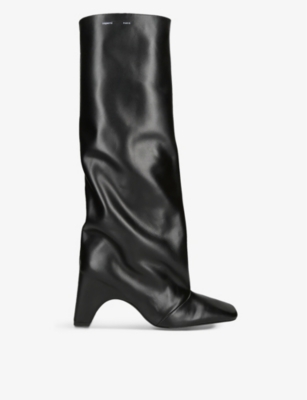 Coperni Bridge 85mm Leather Knee-high Boots In Black