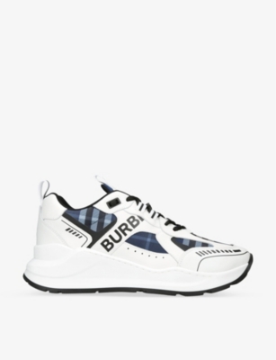BURBERRY SEAN CHECK-PRINT CANVAS LOW-TOP TRAINERS,67890829