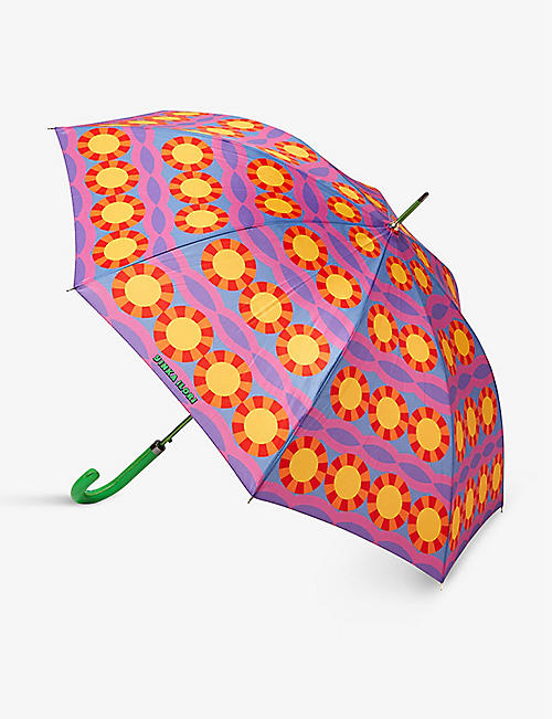YINKA ILORI: Orun graphic-print wooden-handle woven umbrella