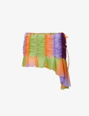 Ester Manas Multicolor Ruched Miniskirt In Sunset
