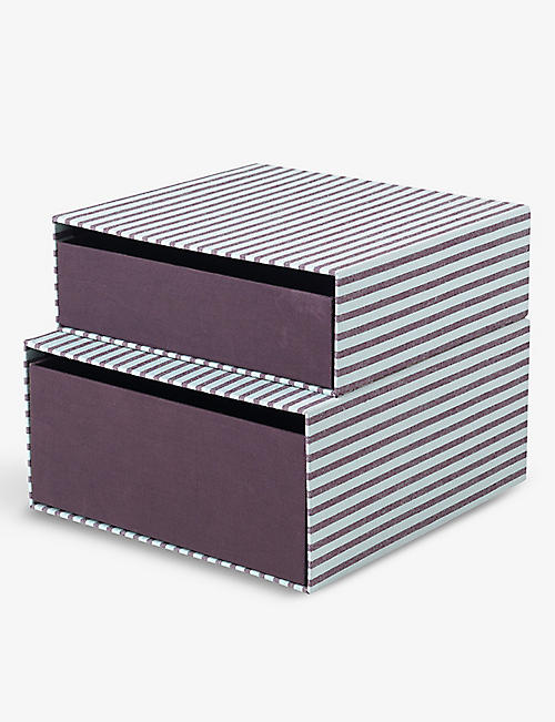 BROSTE: Cecelia stripe-pattern woven box 32cm